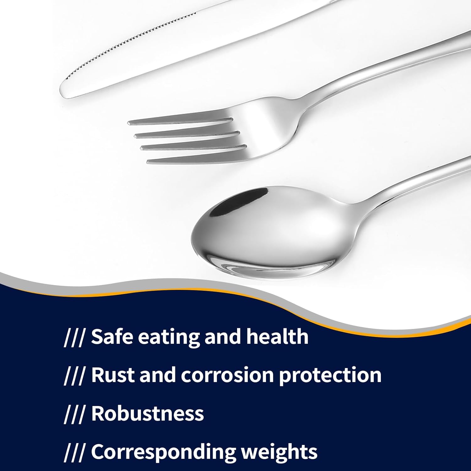 60-Piece Silverware Set with Steak Knives Stainless Steel Flatware Set for 10 Food Grade Tableware Cutlery Set Rust-proof, Mirror Polished, Dishwasher Safe