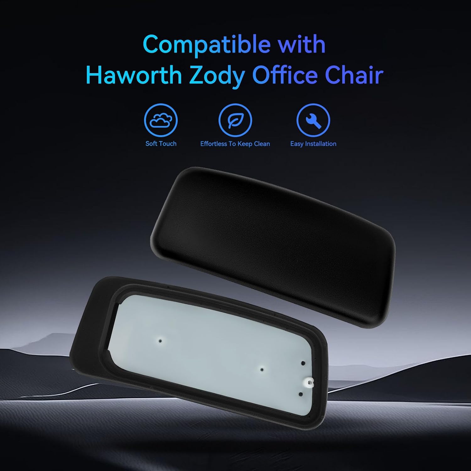 Arm Pads Caps for Haworth Zody Office Chair（Black）