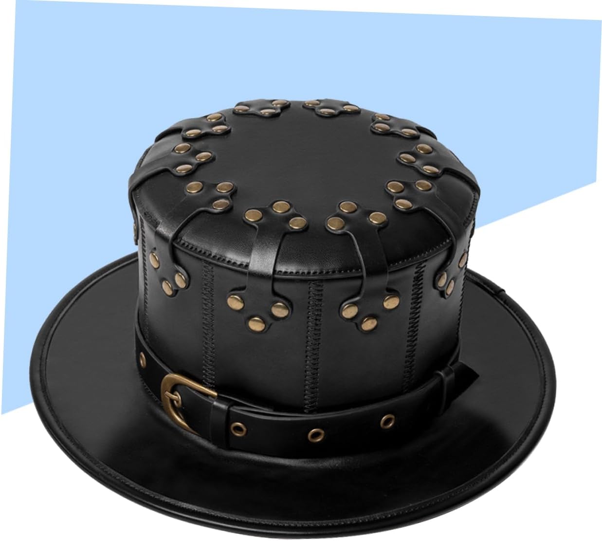 Punk Style High Cap Leather Headdress Unisex Halloween Costume Hat for Parties Easy to Clean for Festivals and Dress-up Events