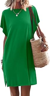 Women’s Summer T Shirt Dress 2025 Beach Vacation Travel Outfits Casual Simple Soft Mini Sundress Cover Up Clothes - Buy now