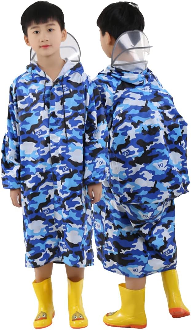 Kids Rain Suit Raincoat Poncho with Hood, Toddler Waterproof Rainsuit Outdoors