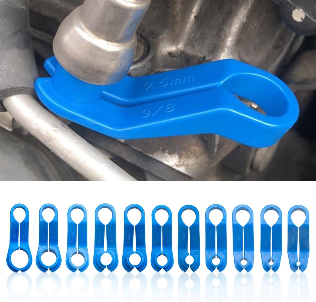 JOYCOURT Car Fuel Line Disconnect Removal Tools, Car Transmission Oil Cooler Line Remover Quick Disconnect Kit Includes 3/16 1/4 5/16 3/8 1/2 5/8 3/4 7/8 Inch for Ford, Mazda, Chrysler