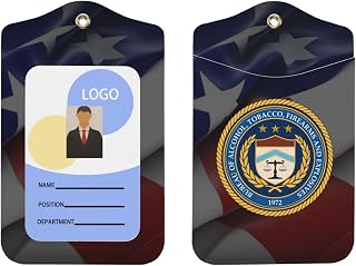 US Bureau of Alcohol Tobacco and Firearms ATF Leather ID Badge Holder Card Badge Holders with Detachable Neck Lanyard Strap for Staff, Offices