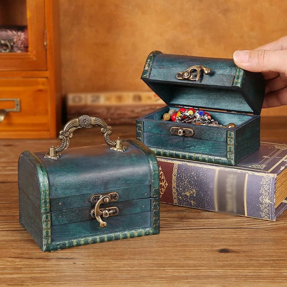 Kolczyki Schowek Artykuły domowe Retro Drewniane pudełko z biżuterią Mała walizka Kolczyki Case