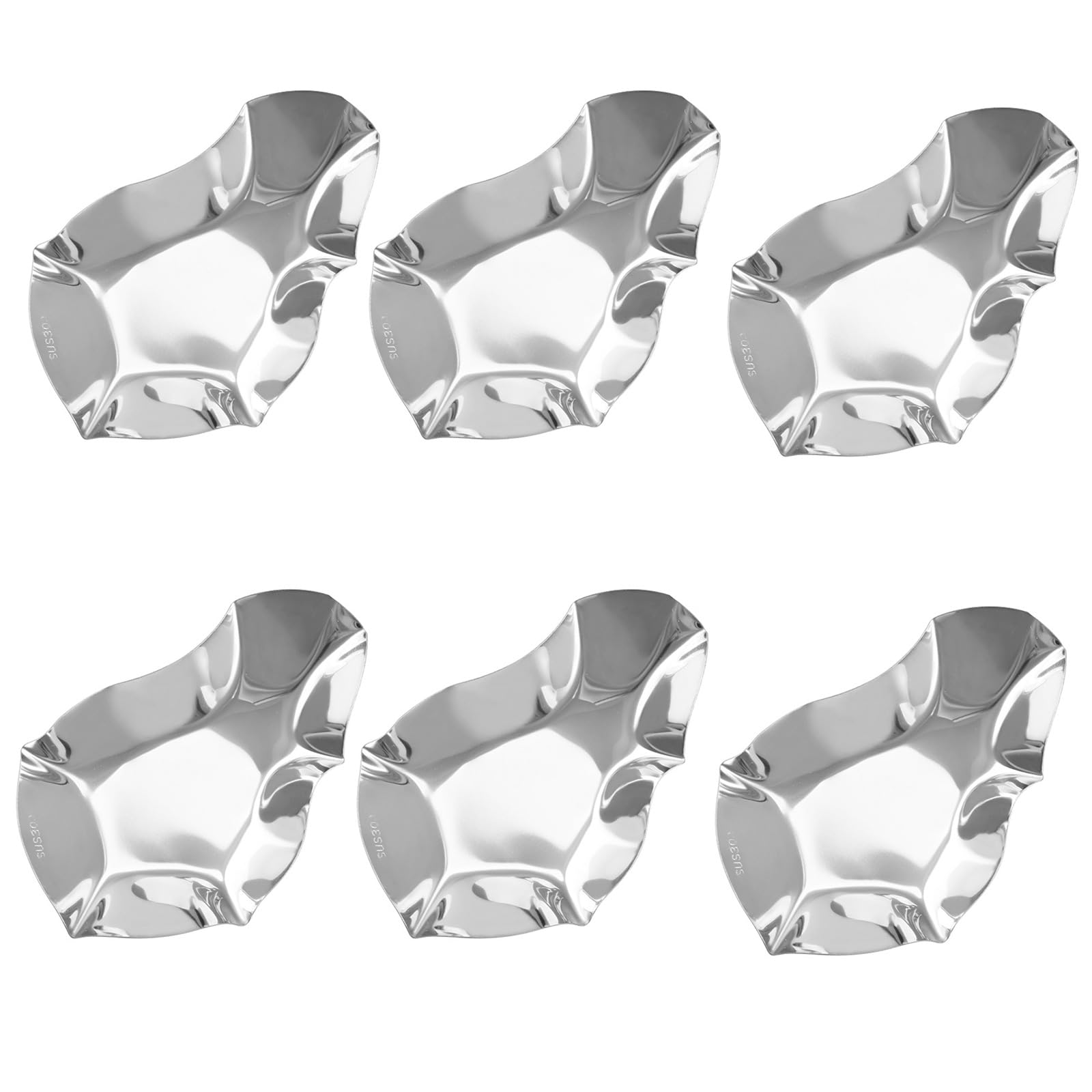 Nucelit Of 6 Elegant 304Stainless Steel Oysters Dishes Portable Serving Plate Suitable for Seafood Serving and Dipping Sauces Seafood Tray