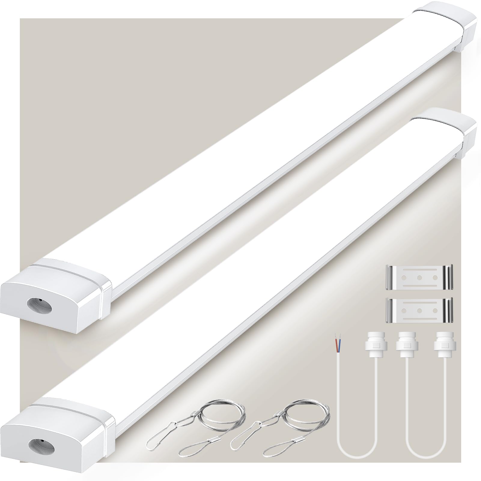 Pantalla LED, Enlazable Fluorescente LED 120 CM 40W 4500K Blanco Neutral, Impermeable IP66 Regleta LEDs Cocina para Garaje, Taller, Oficina, Pared, Cobertizo