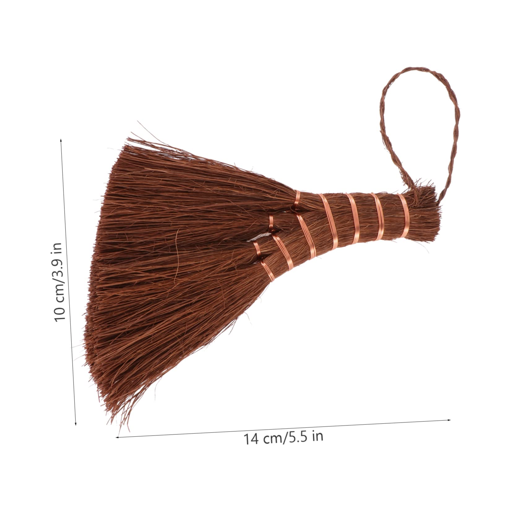 NULYLU 1pc Mini Brown Broom Home Use Mini Broom Car Cleaning Brush Craft Broom Toy Straw Woven Broom Childrens Small Broom Bedroom Sweeping Broom Cleaning Broom Mini Decor Copper Wire