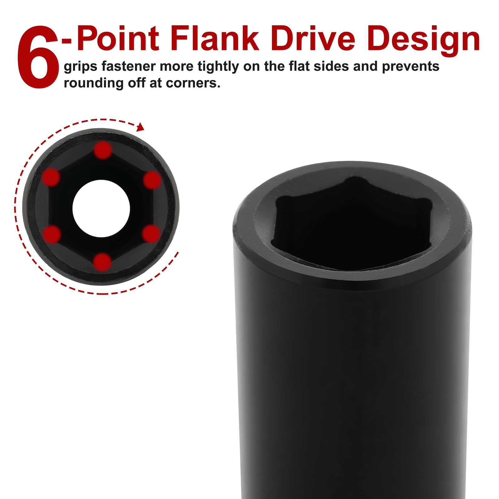CASOMAN 2PCS 1/2-Inch Drive Deep Impact Socket-19mm, 6-Point, Metric, CR-MO, 19mm (Pack of 2) - Image 4