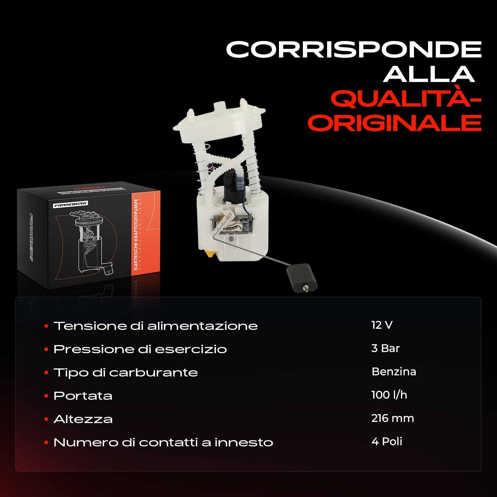 Frankberg Pompa del carburante pompa della benzina unità di erogazione | 4 pin; 2S619H307CF; Compatibile con: Fiesta V JH_ JD_,Fusione JU_,Fiesta V Van