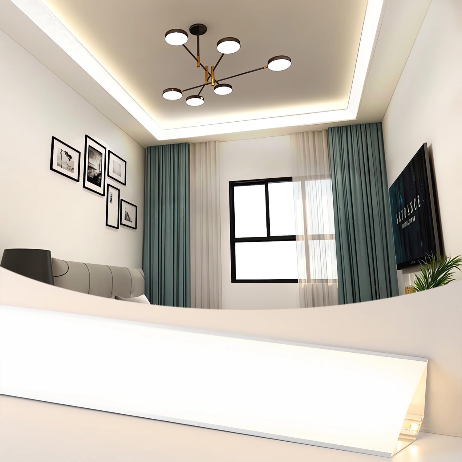 JARBIH 10PACK Led Aluminum Profile for Ceiling Wall Decoration, 1M/3.3ft 6cmx6cm Top Corner Strip Line Luminous Ceiling Free Lamp Internal Channel Linear for Living Room Home(White)