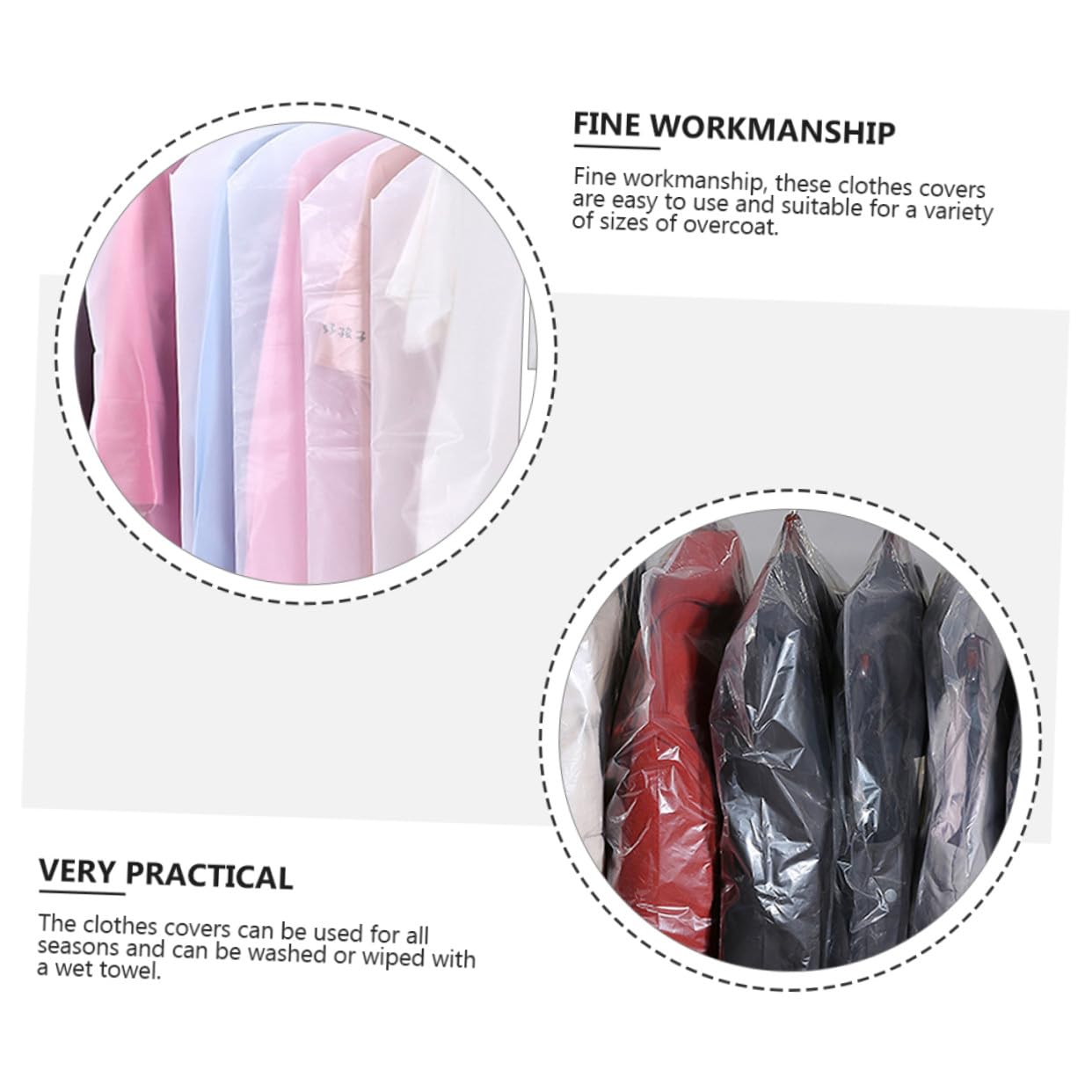 Garneck 50 Fundas Protectoras Para Ropa 60x150 Cm 2.2 Mils Bolsa Para Guardar Ropa Funda De Abrigo Transpirable Antipolvo Para Armario Uso Doméstico Pack De 50 Unidades