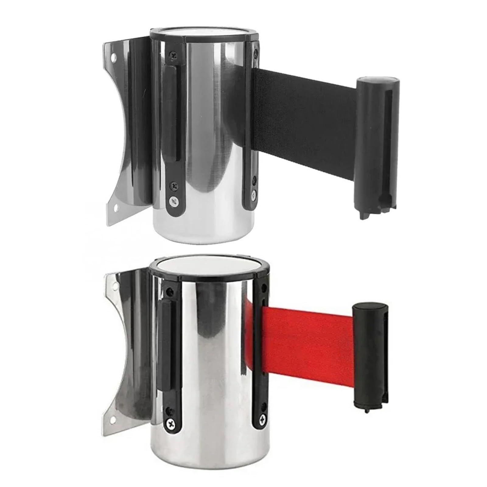 Cola de puntal inoxidable cinta retráctil 4 piezas Para Multitud | Barrera de montaje en pared Control de multitudes retráctil 2 m, cinta de 3,0 metros(Red-3.0m)
