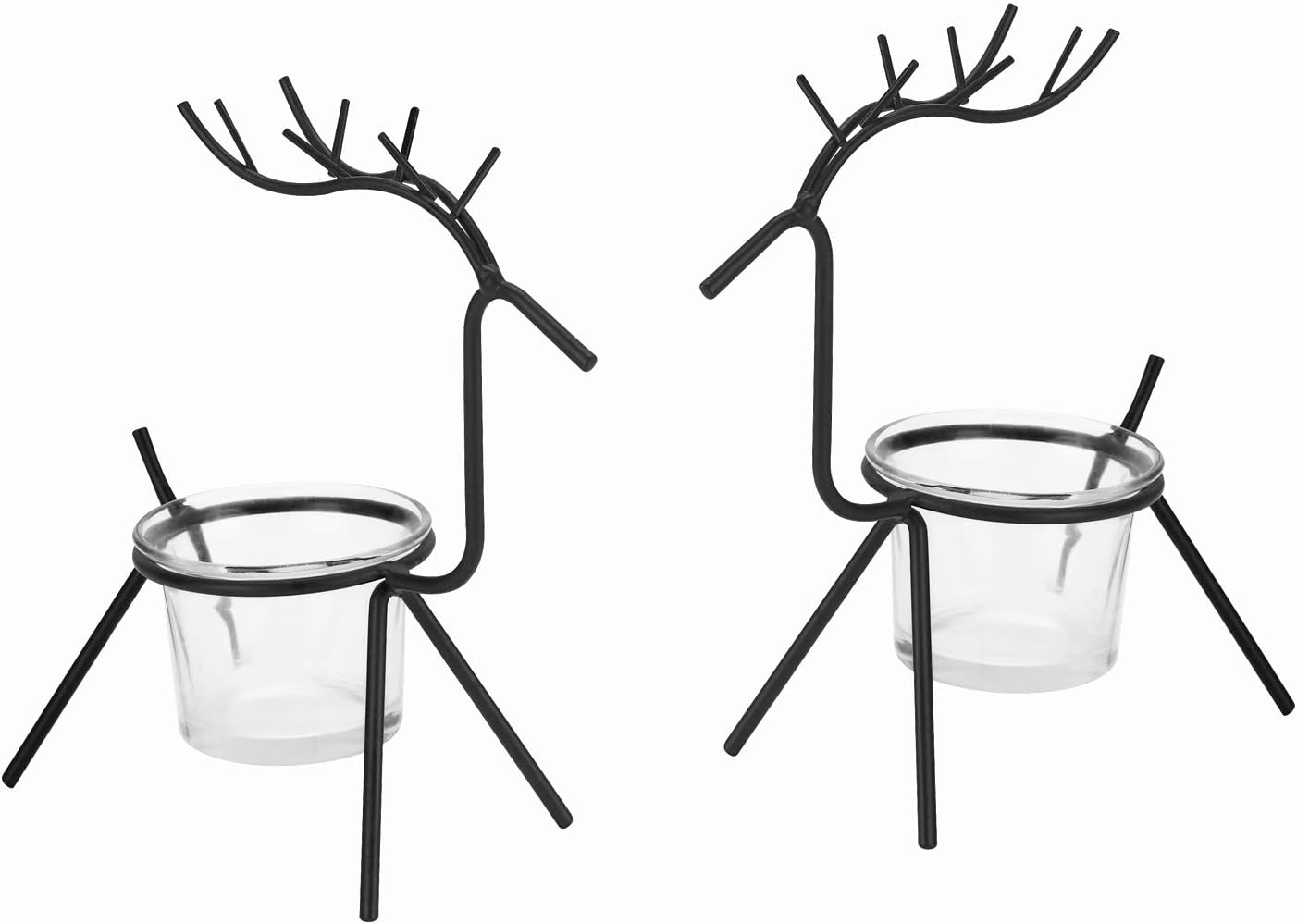OYATON Reindeer Tea Light Candle Holder, Glass Votive Iron