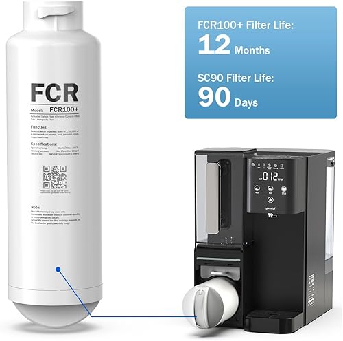 Miniatura 3 de Frizzlife Cartucho de filtro de membrana RO de reemplazo FCR100+ para sistema de filtro de agua de ósmosis inversa de encimera WB99