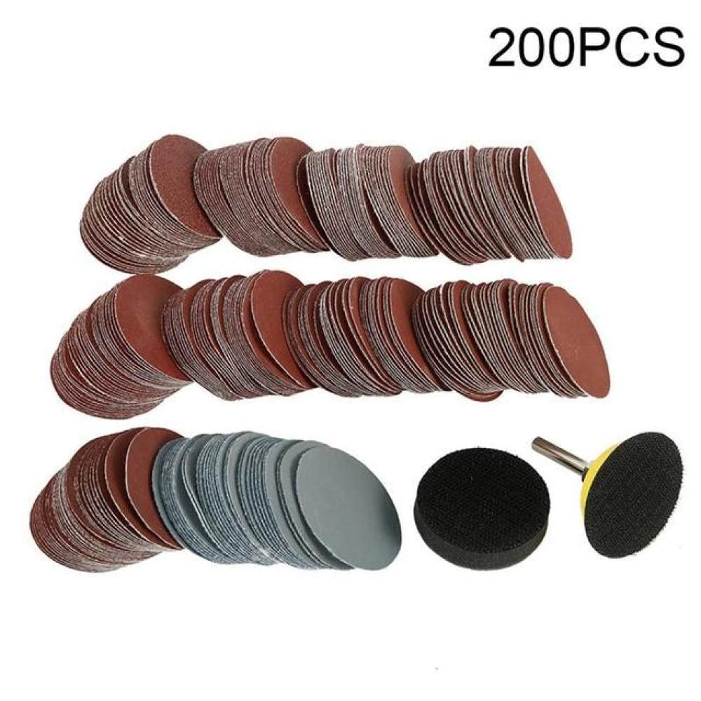 300 pièces 200 pièces disques abrasifs 2 pouces 50mm disque de papier de verre rond feuilles de sable 80/100/180/240/600/800/1000/1200/2000/3000 grain, 200 pièces, h