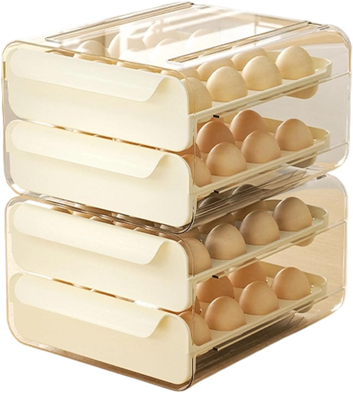 Eggs Storage Unit Saves Space in Fridge Clear and Sturdy PET PP Nonslip Bottom Designs Eggs Holder