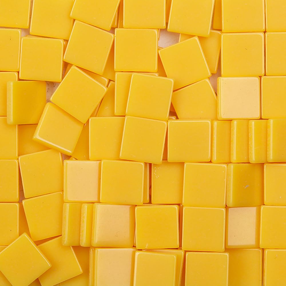 Leliafleury 100Pcs Yellow Mosaic Tiles 1cmx1cm Resin Square Mosaic Tiles Mosaics Pieces for DIY Crafts Home Decoration
