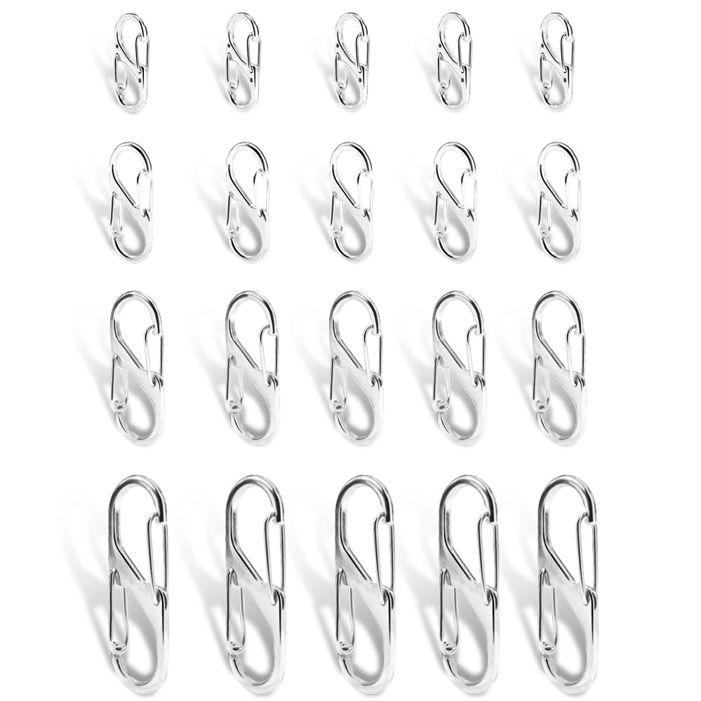 20Pcs Double Opening Lock Zipper Pull Replacement Clips, Zipper Locks Anti Theft Deterrent for Bag Luggage Pickpocket Backpack Purse Travel Suitcase (Silver)