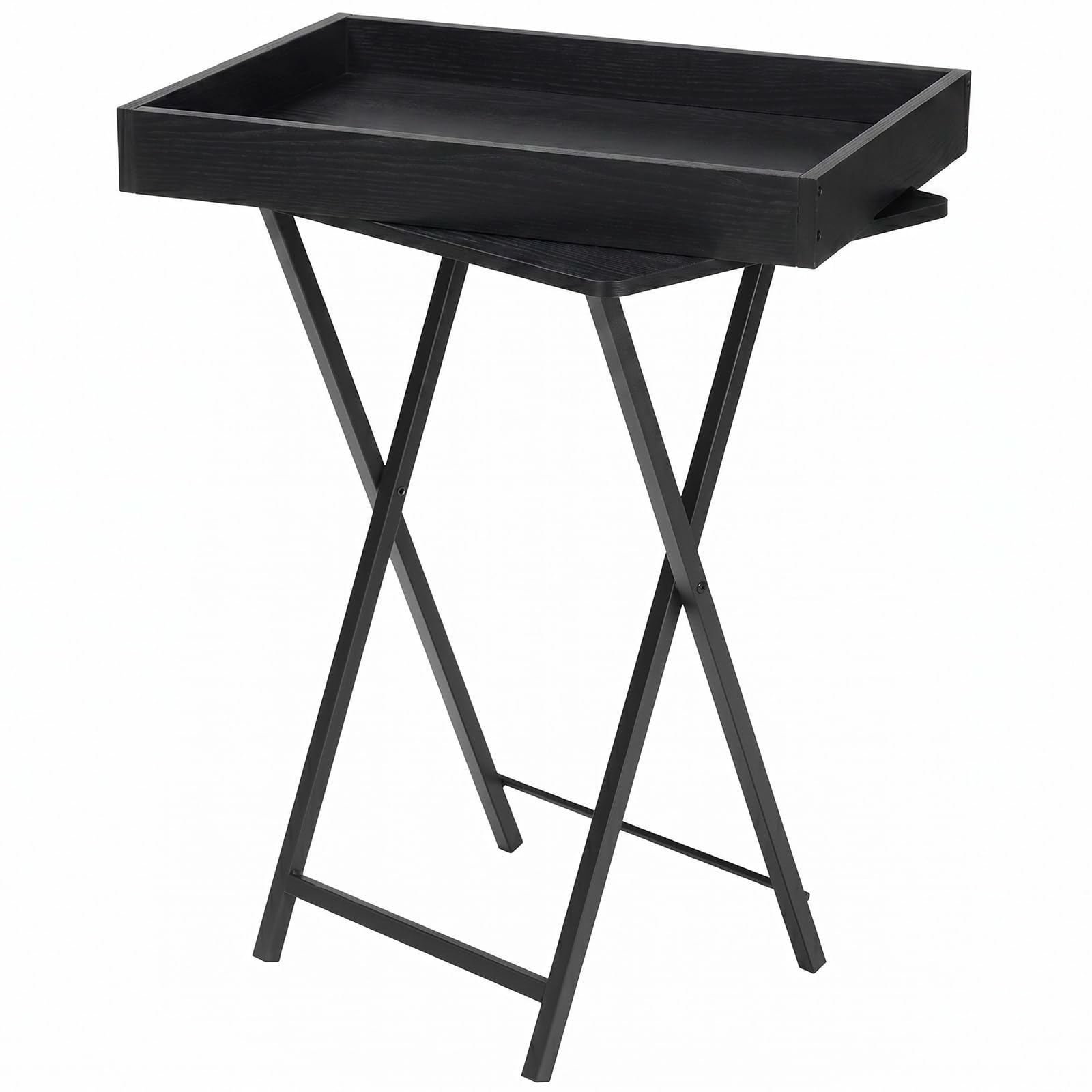 HOOBRO Folding TV Tray Table for Eating, Snack Dinner Side Table with Removable Serving Tray, Foldable Bedside Occasional Coffee Table, Laptop Table for Small Space, Black EBK29BZ01