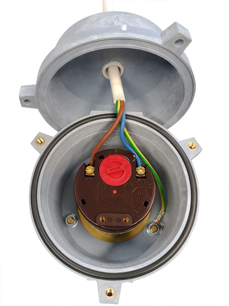 Resistenza elettrica corazzata 2 kW monofase con termostato a riarmo manuale regolabile fino a 82°C, 230 V