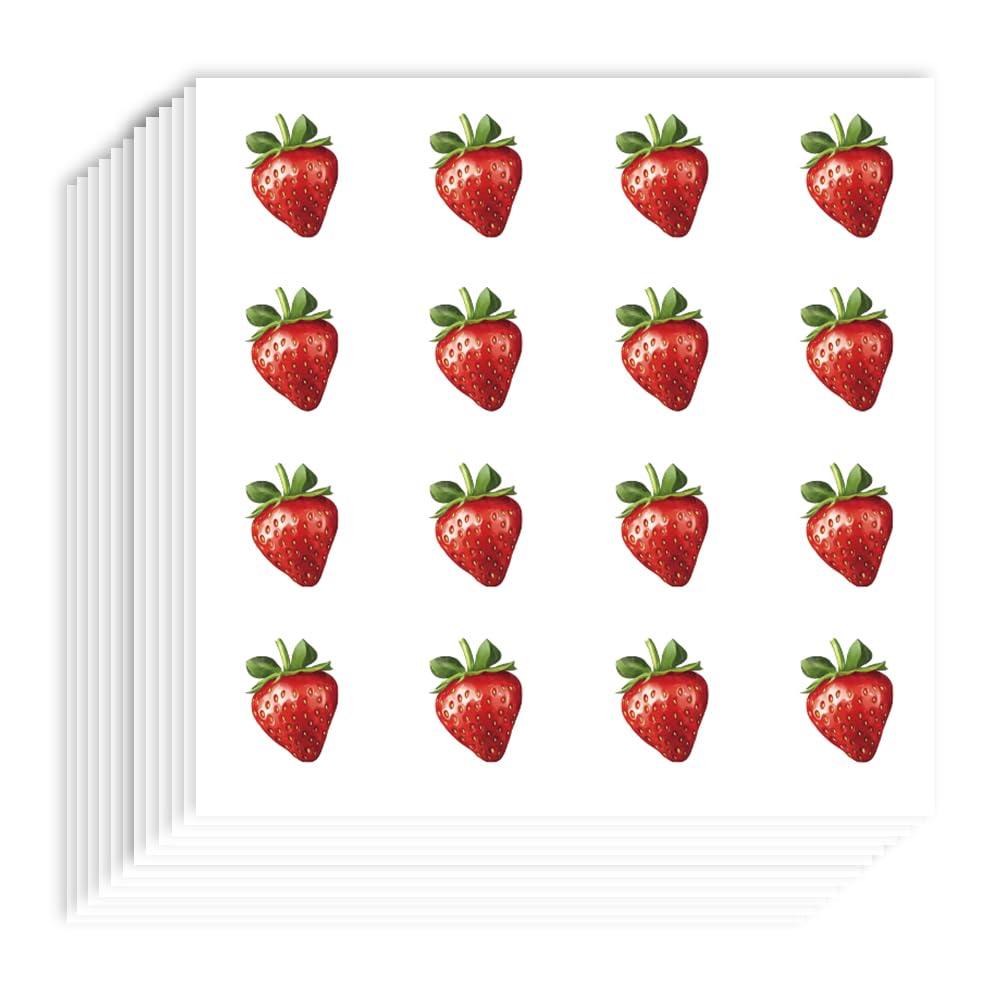 AHANDMAKER 192Pcs Strawberry Stickers Cute Fruit Paper Decals Self-Adhesive Strawberry Stickers for Envelope Seals Gift Greeting Cards DIY Crafts Fruit Theme Birthday Party Supplies Decor
