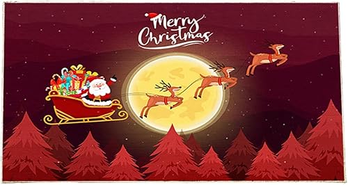 Tapete de la colección navideña para interiores y exteriores, antideslizantes, de perfil bajo para entrada, tapete de cocina con texto "Merry