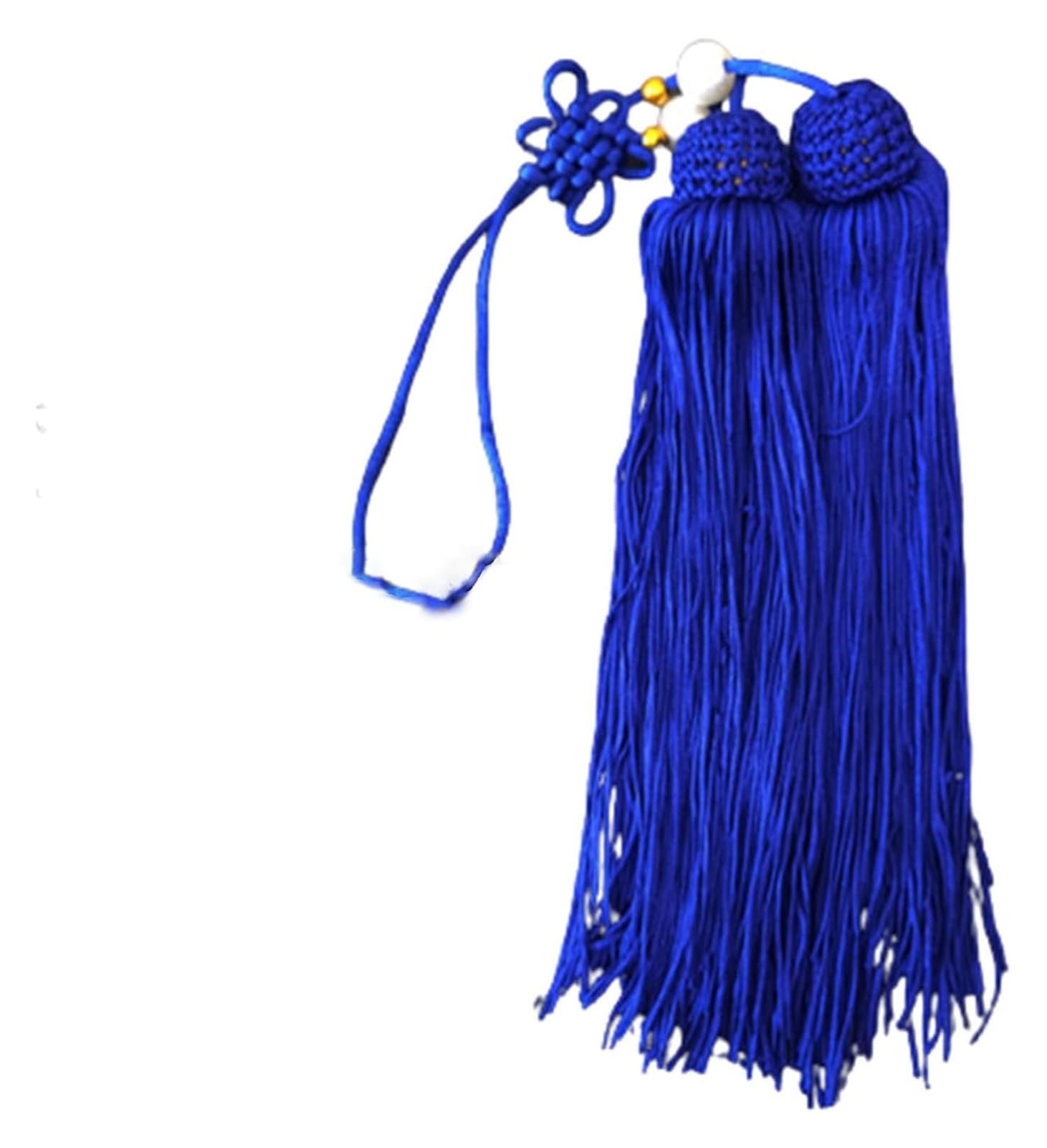 tassels, With Thin Strands and White or Transparent Beads Tai Chi Martial Arts Sword Spike Fringe Chinese Tassel(Blue)