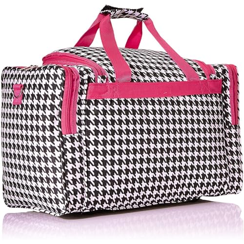 Image of World Traveler 81T16-606-F Duffle Bag, One Size, Fuchsia Trim Houndstooth
