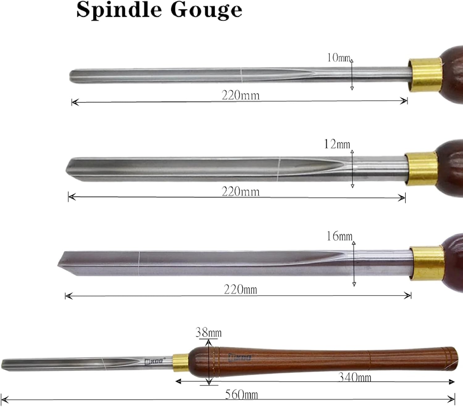 Chisel Sets,Turning Tool,Woodturning Bowl Gouge Set, 3 Pieces 22Inch Wood Lathe Turning Tools, 1/4 Flute, 3/8 and 5/8 with High Speed Steel Blades, Beech Handles Brass Ferrules, in Wooden Storage Cas