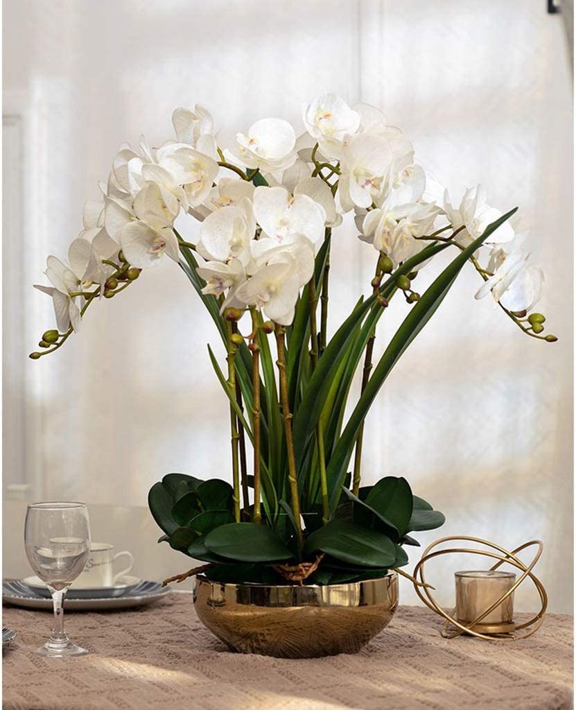 Orchidee Artificiali, 8 Teste, Fiori di Phalaenopsis Artificiali, Orchidee in Vaso, Piante Artificiali, Orchidee finte, Fiori Artificiali Classici, Aspetto Naturale