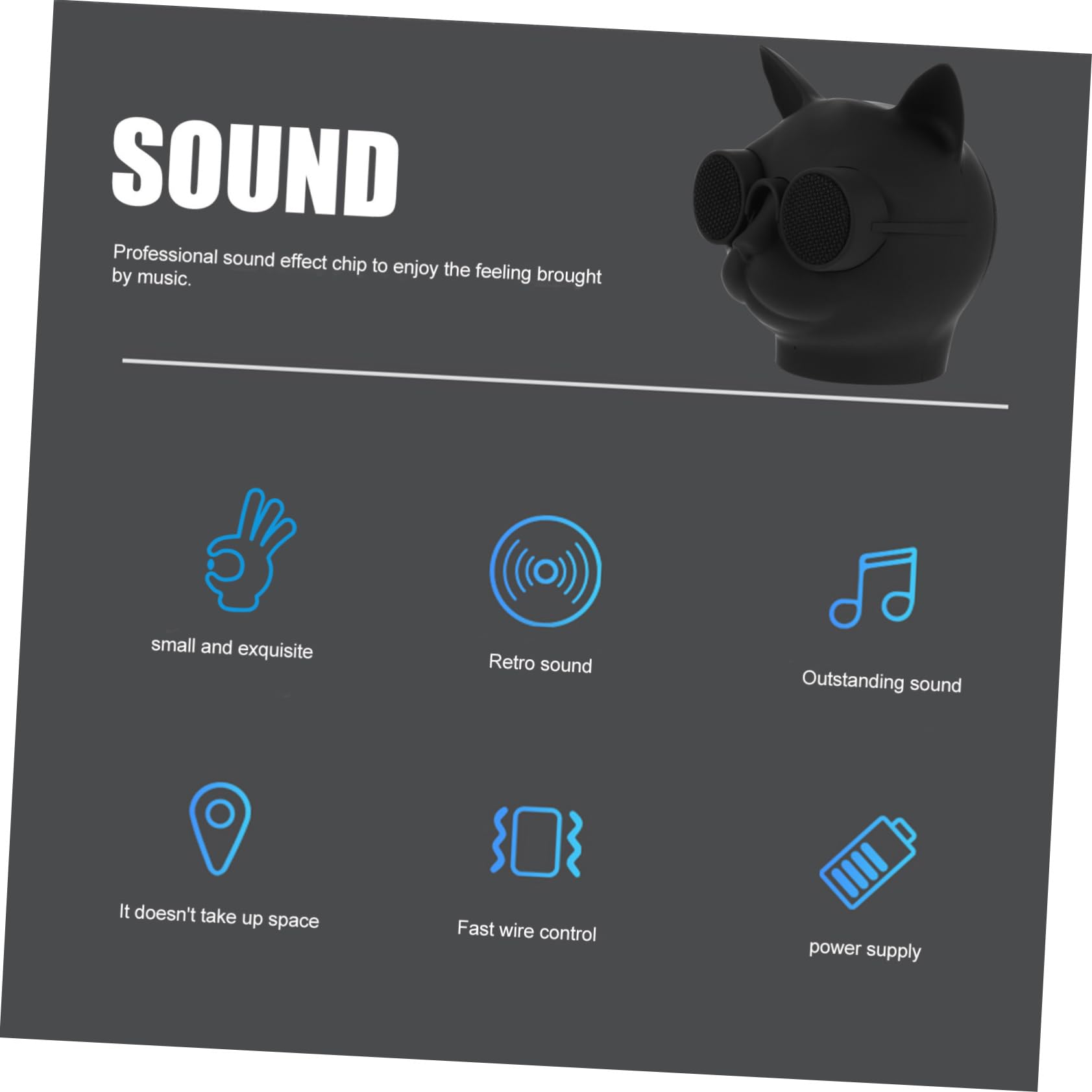 SHINEOFI Mini-Enceinte sans Fil en Forme de Tête de Chat, Haut-Parleur Portable en Plastique, Batterie 1500mah, Transmission Stable, Maison ou Extérieur