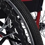 Lightweight Folding Wheelchair, PALDIN self propelled Portable Wheelchair with Running Brakes, Removable Footrests, Armrest(Red) - Image 3