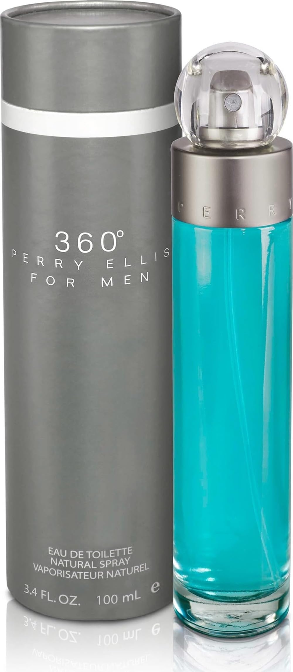 Perry Ellis 360 for Men, 3.4 Fl Oz , Gray | Mens Cologne, Long Lasting Perfume, EDT, Fragrance with Notes of Bergamot, Juniper & Musk, Made in USA