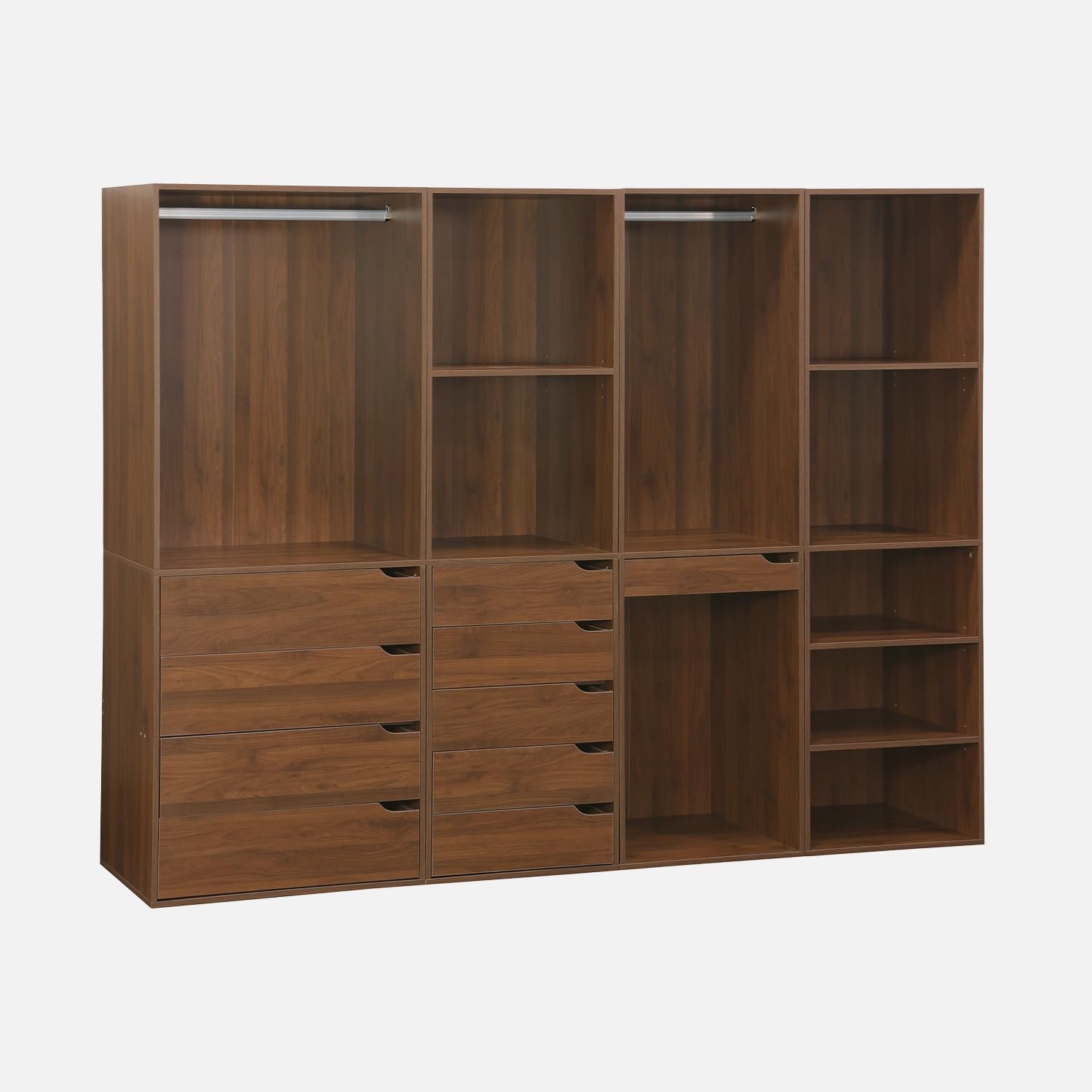 sweeek - Kit Dressing modulable avec 4 éléments. Noyer. Panneaux stratifiés