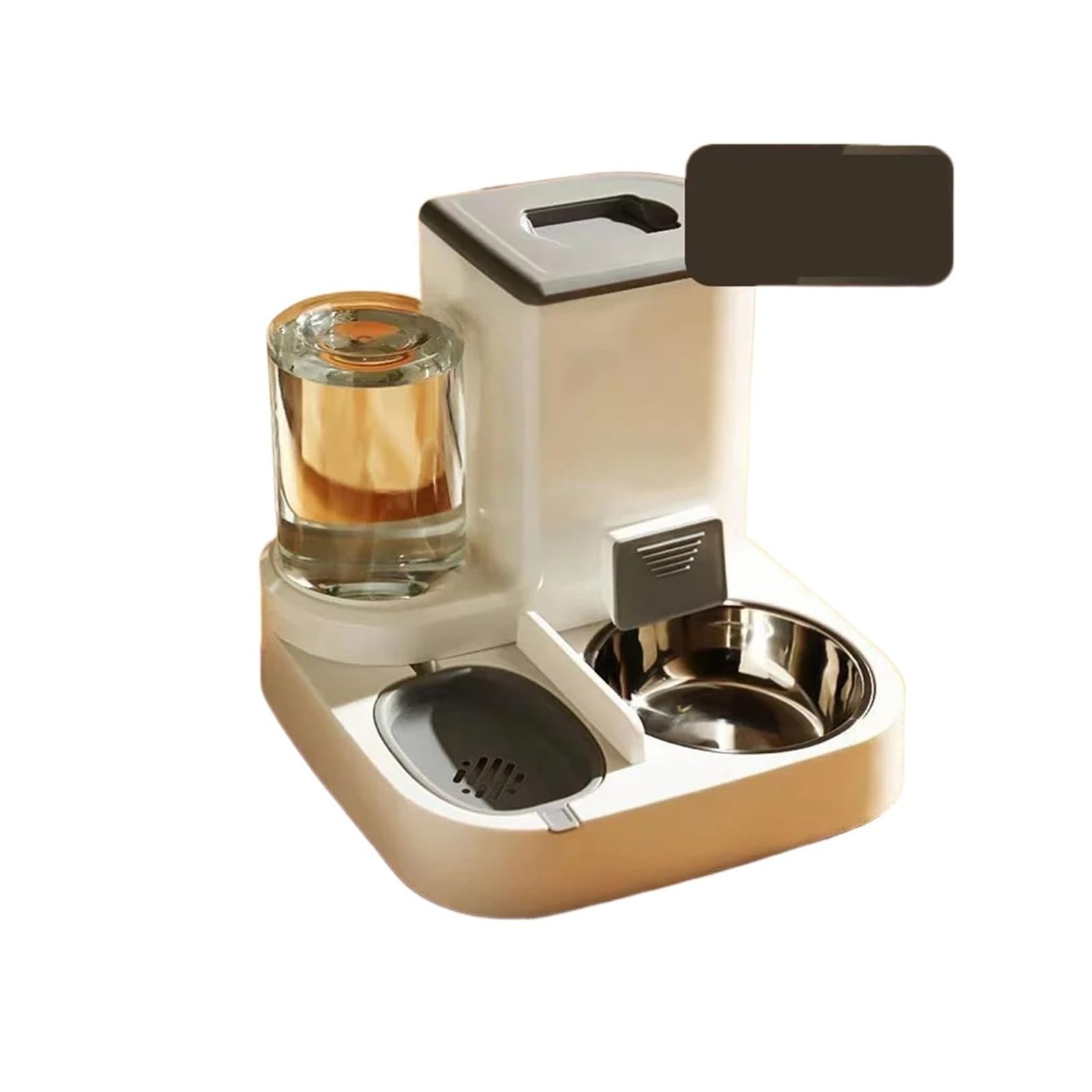 FGJsfhrDTU Auto Food Dispenser Drinking Bowl, Dry Wet Separation Pet Supplies(Grey steel bowl)