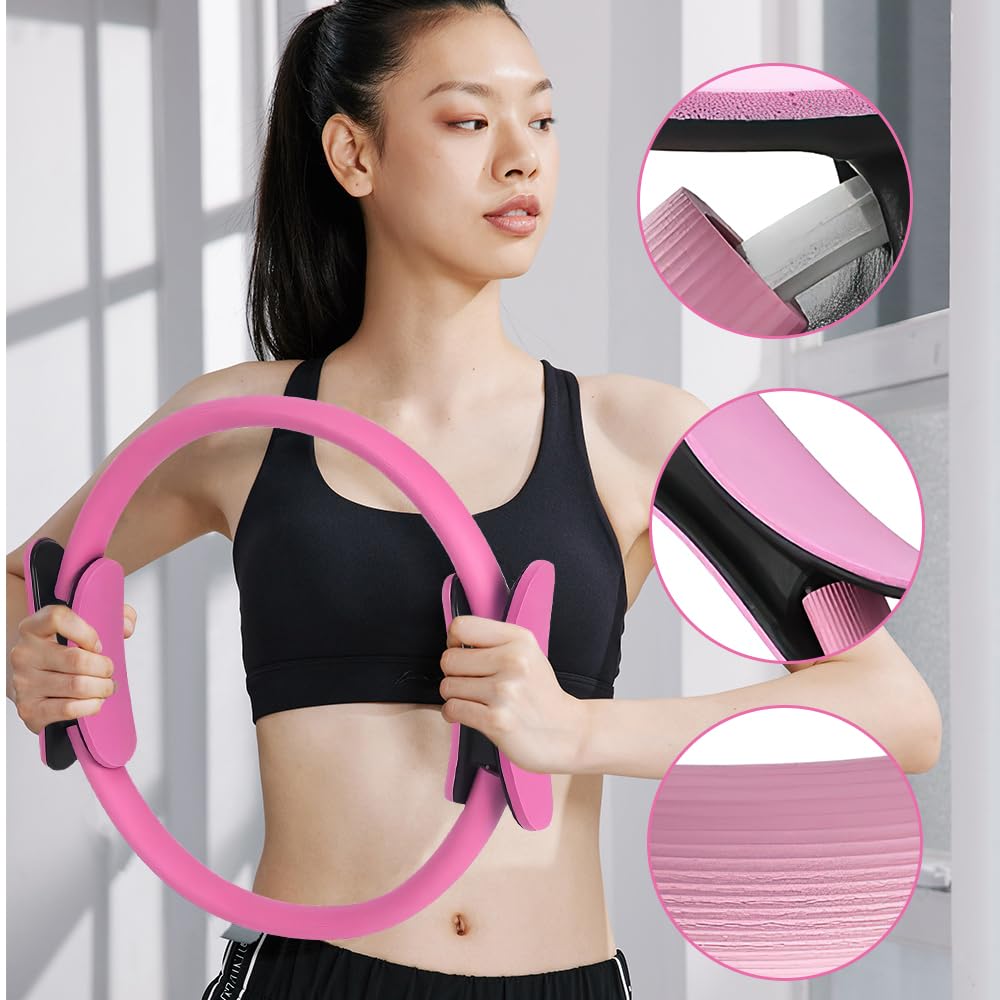 Pilates Set, 11 Teilige Pilates Zubehör, Yoga Set Mit Yoga Gurt Widerstandsring, Pilatesball, Stärken des Rumpfes Und Fitness, Für Bauch Beine Po Heimtraining Und Studio-Workout