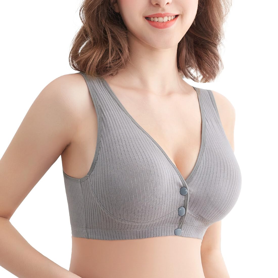 ATOX Nursing Bras for Breastfeeding Cotton Wireless Maternity Bra Seamless Support Front Snap Padded Bralettes-picture-11