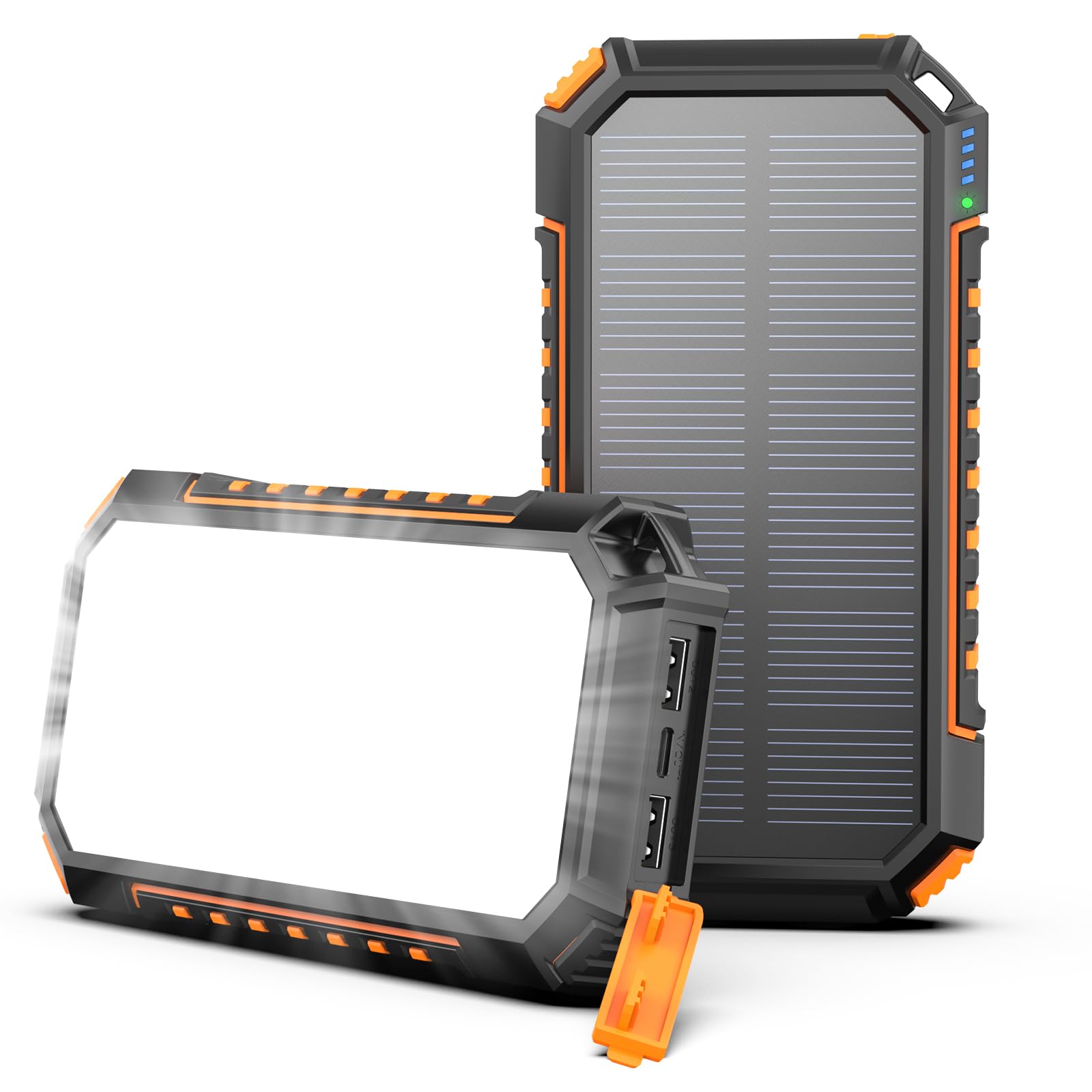 Solar-Charger-Power-Bank-26800mAh, Riapow Portable Solar Panel Charger with 60 Bright LEDs & 3 USB Outputs, Quick Charging Solar Phone Charger Battery Pack for Smartphone Tablets Camping Outdoor
