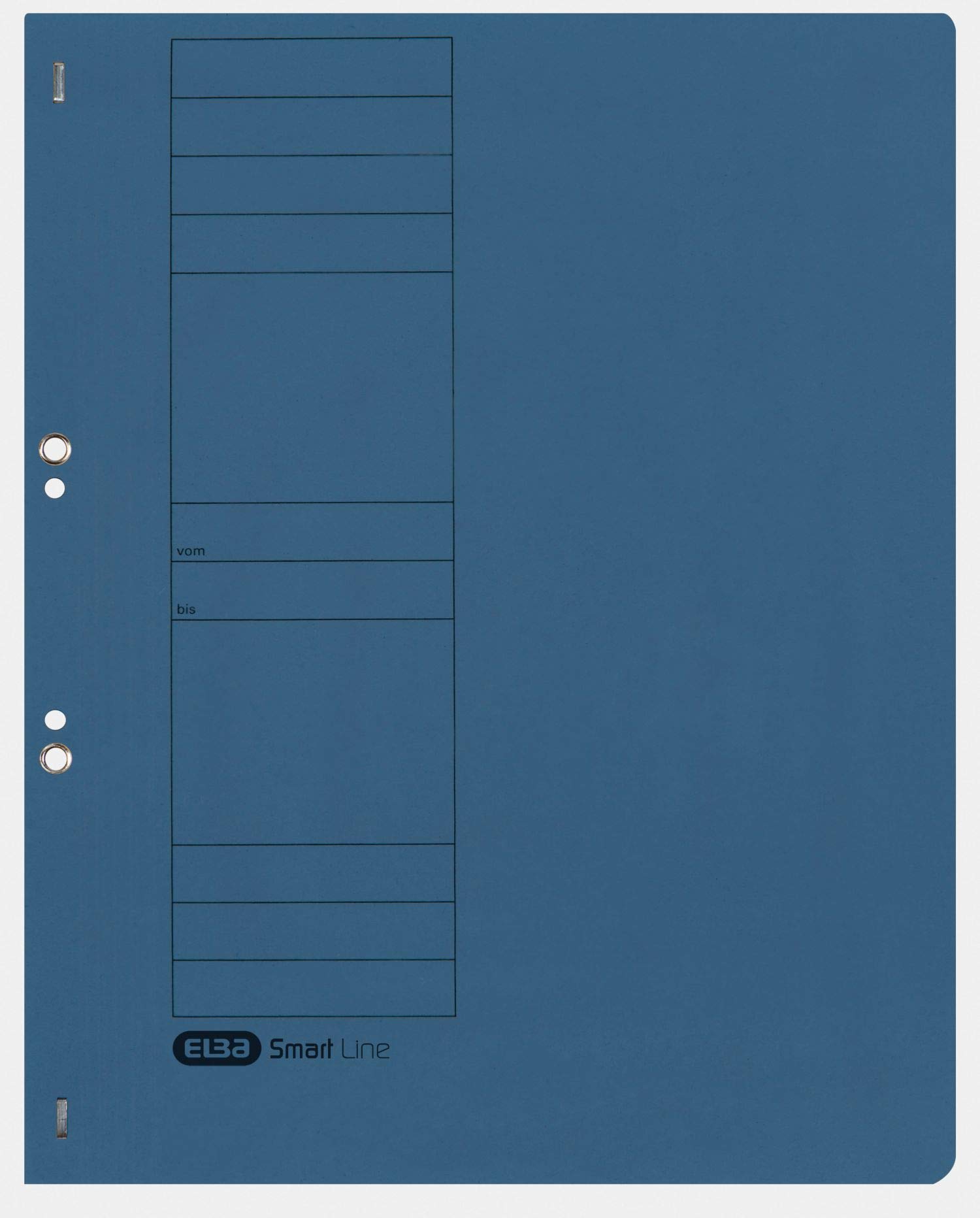 Elba 21450BL - Raccoglitore con fori, commerciale o per ufficio, 250 g/qm, in cartone manila, per fogli A4 200 DIN circa, completa di copertina anteriore, 50 pezzi, blu