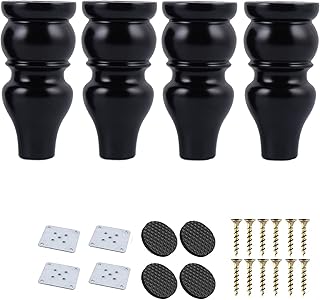 4PCS Solid Wood Furniture Legs,Mid-Century Modern Wooden Replacement Feet,for Sofa Couch Cabinet Armchair Recliner (Color : Black, Size : 10cm/3.9inch)