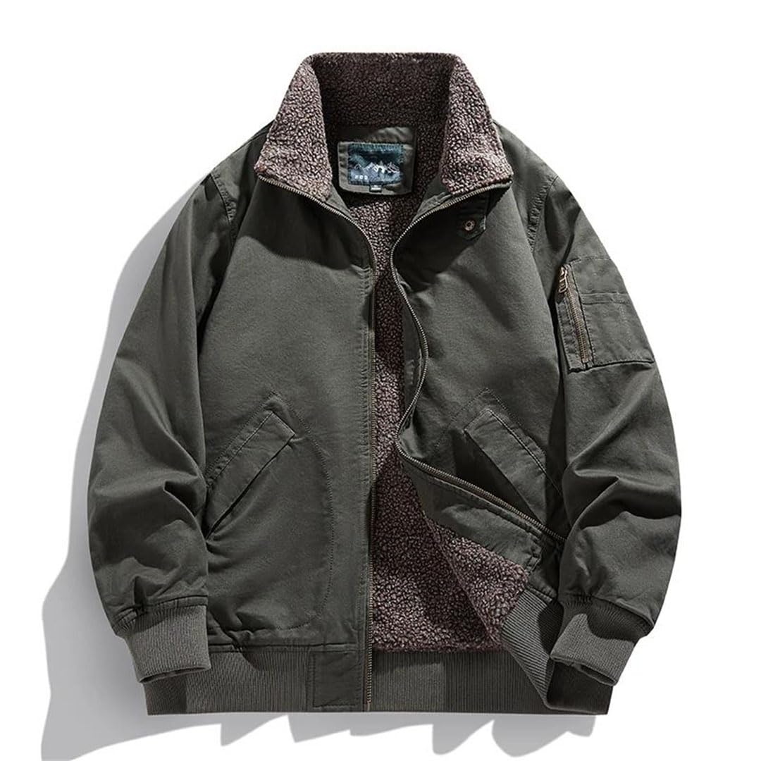 Giacca da uomo in lana di agnello invernale retrò tendenza con tasca sul braccio design esterno da viaggio cappotto da uomo giacca calda