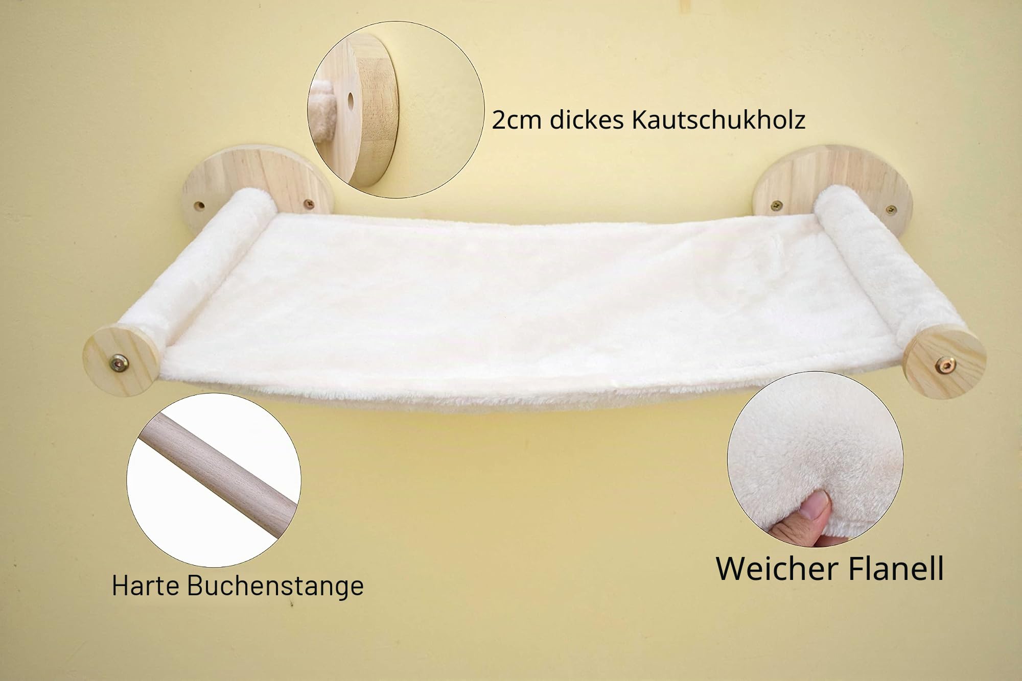 Kletterwand Katzen,60x35 cm Katzen Hängematte,Katzenhängematte zur Wandmontage,Kängematten Katzen Wand (beige)