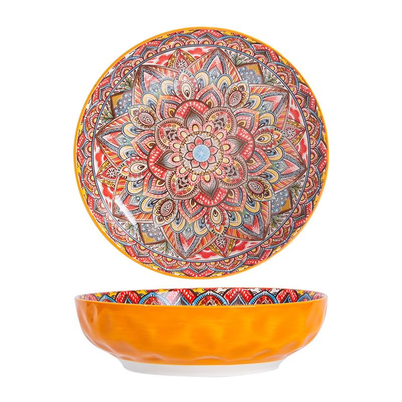 Ceramiczna zastawa stołowa Ceramiczna zastawa stołowa Naczynia Malakeshi, skandynawskie retro zachodnie naczynia, lekkie luksusowe domowe kolorowe glazurowane naczynia (Color : 10in)