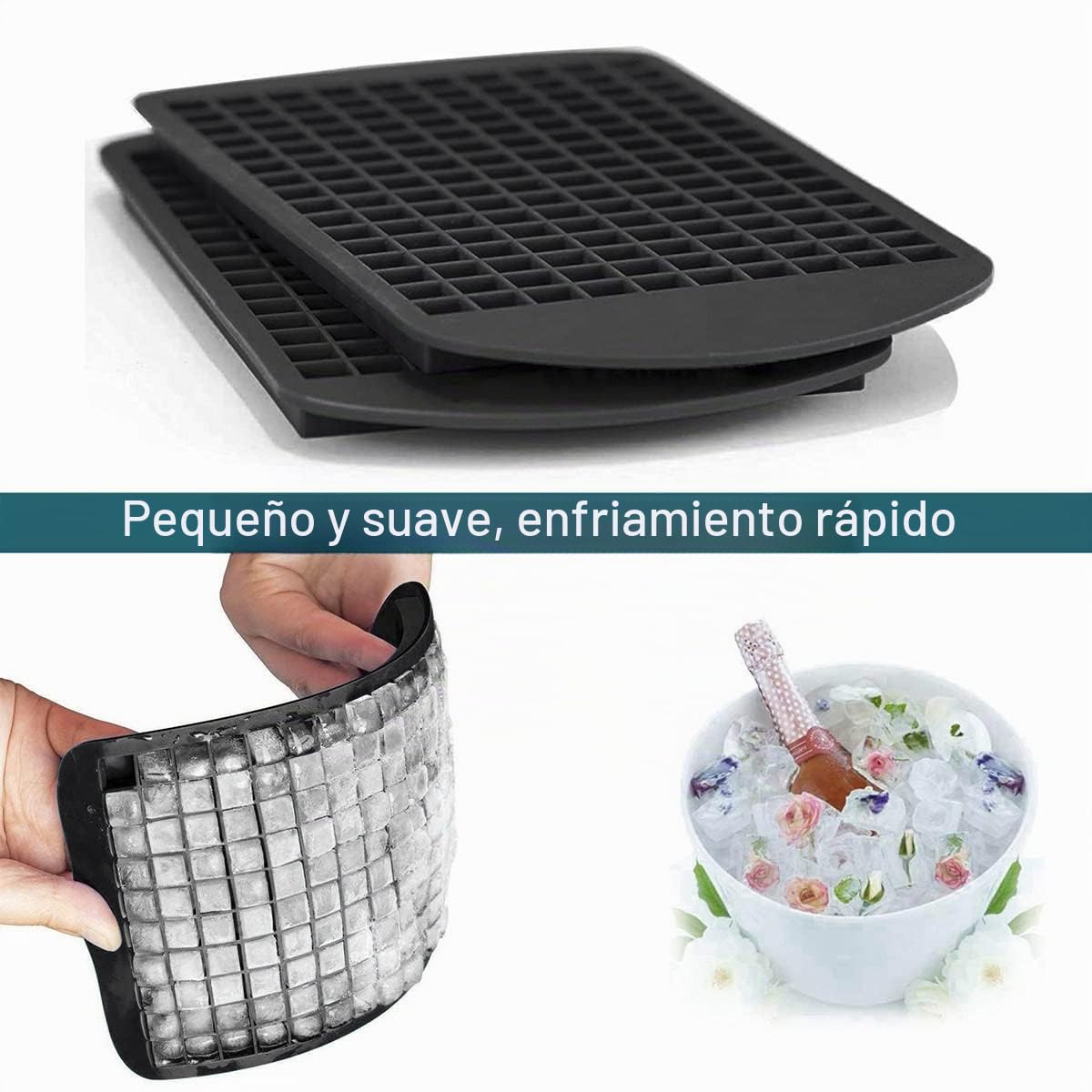 Mini Moldes para Cubitos de Hielo de Silicona, Cubiteras para 160 Cubitos, Hielo de 1 cm, Apilable