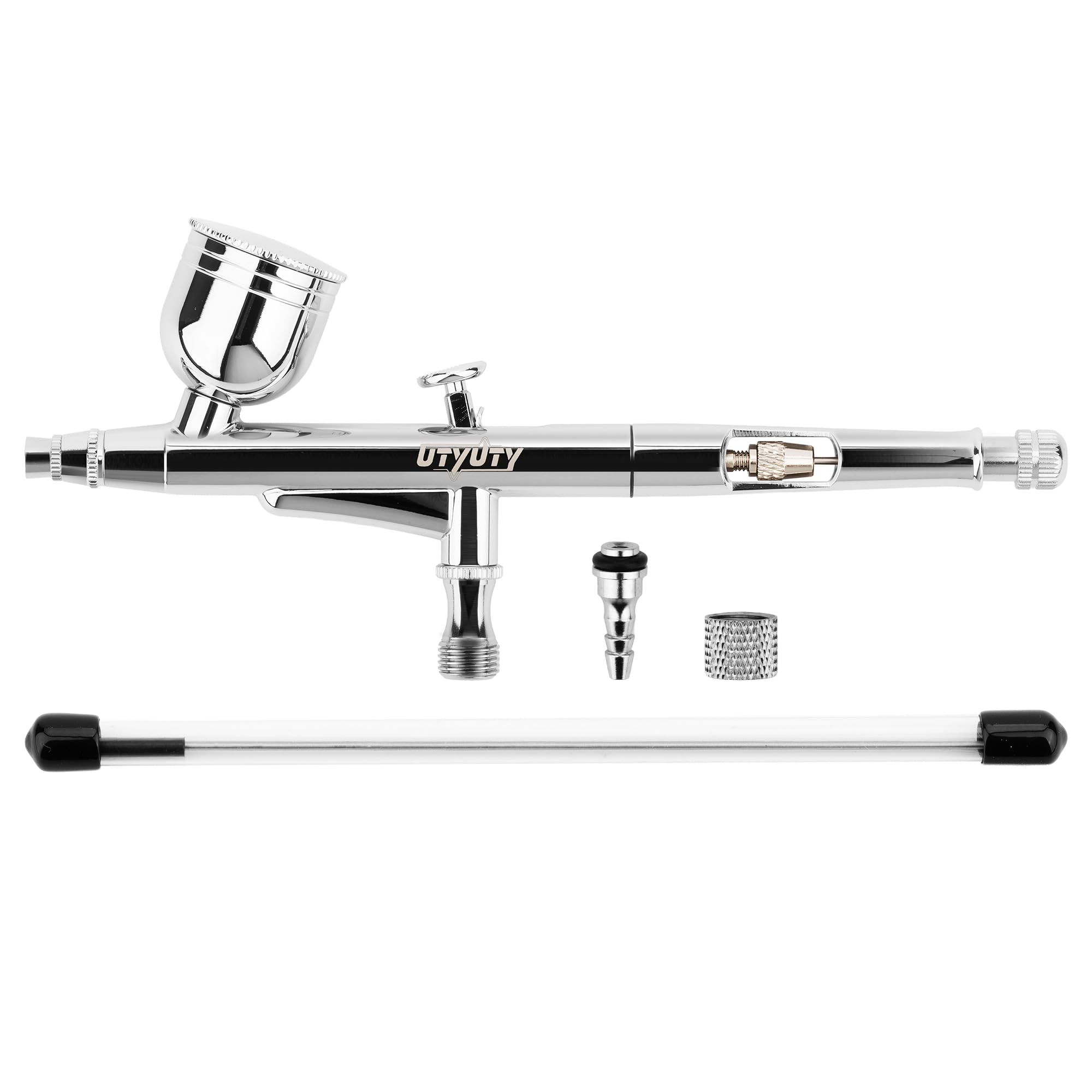 Airbrush Kit, Airbrush Gun Dual‑Action,0.3mm Needle,6CC Cup,Air Brush with 1/8” Connector for Painting, Cake, Nail Art, Models & Crafts,Lightweight Copper-Silver