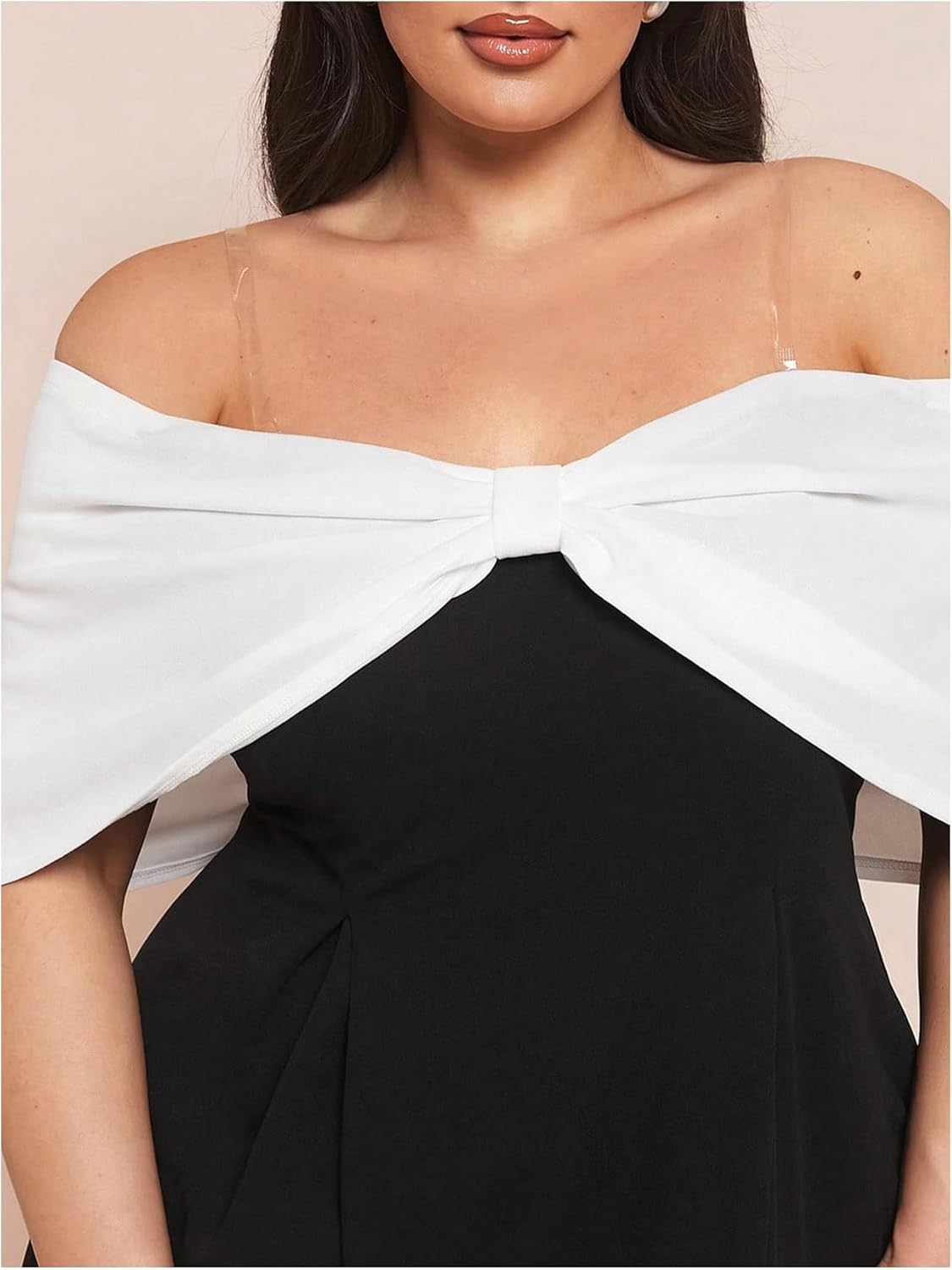 Floerns Women's Plus Size Elegant Off The Shoulder Short Dress Bow Sleeveless A Line Party Dresses - Image 4