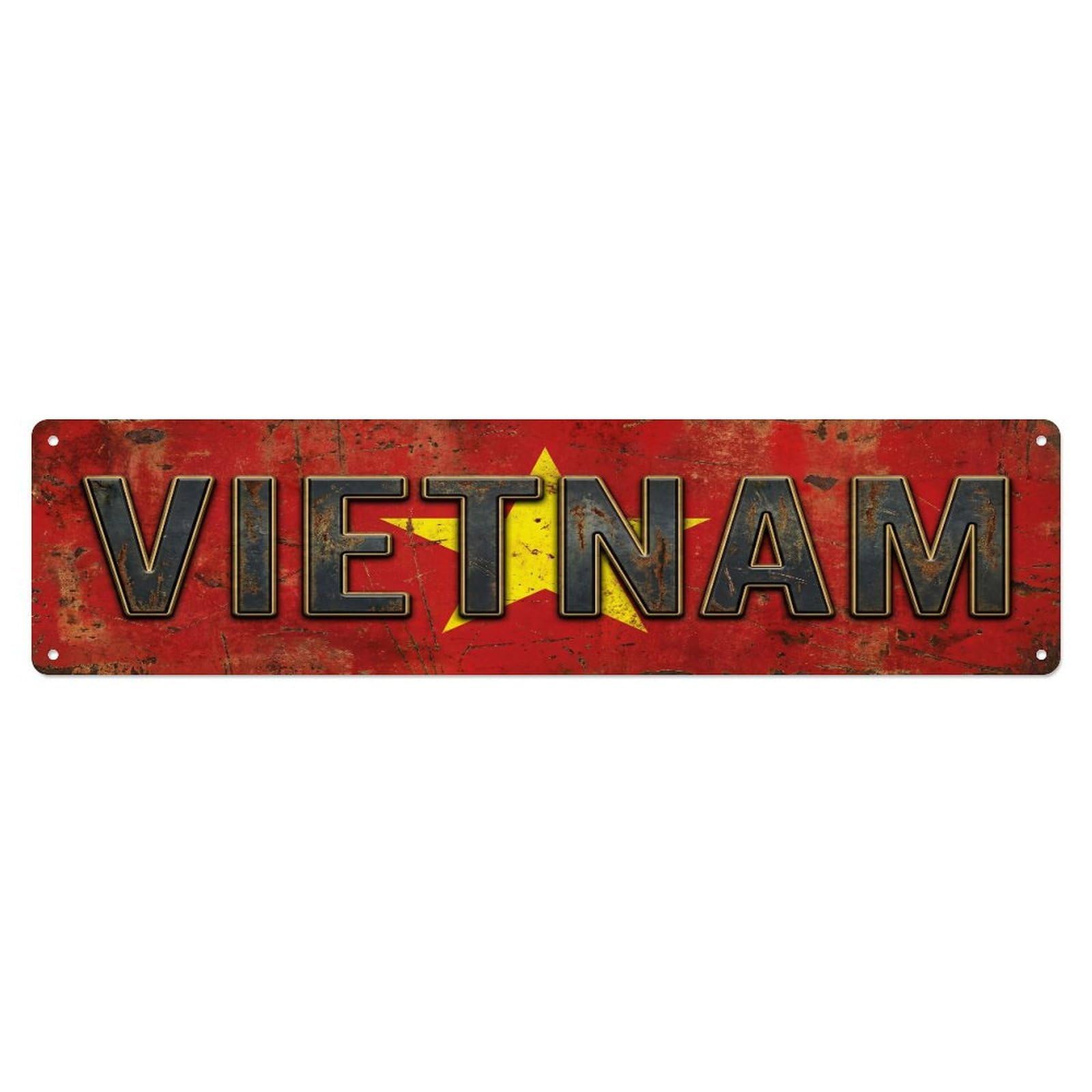 Fqcyn Style Metal Tin Sign Vintage Vietnam Flag Pattern