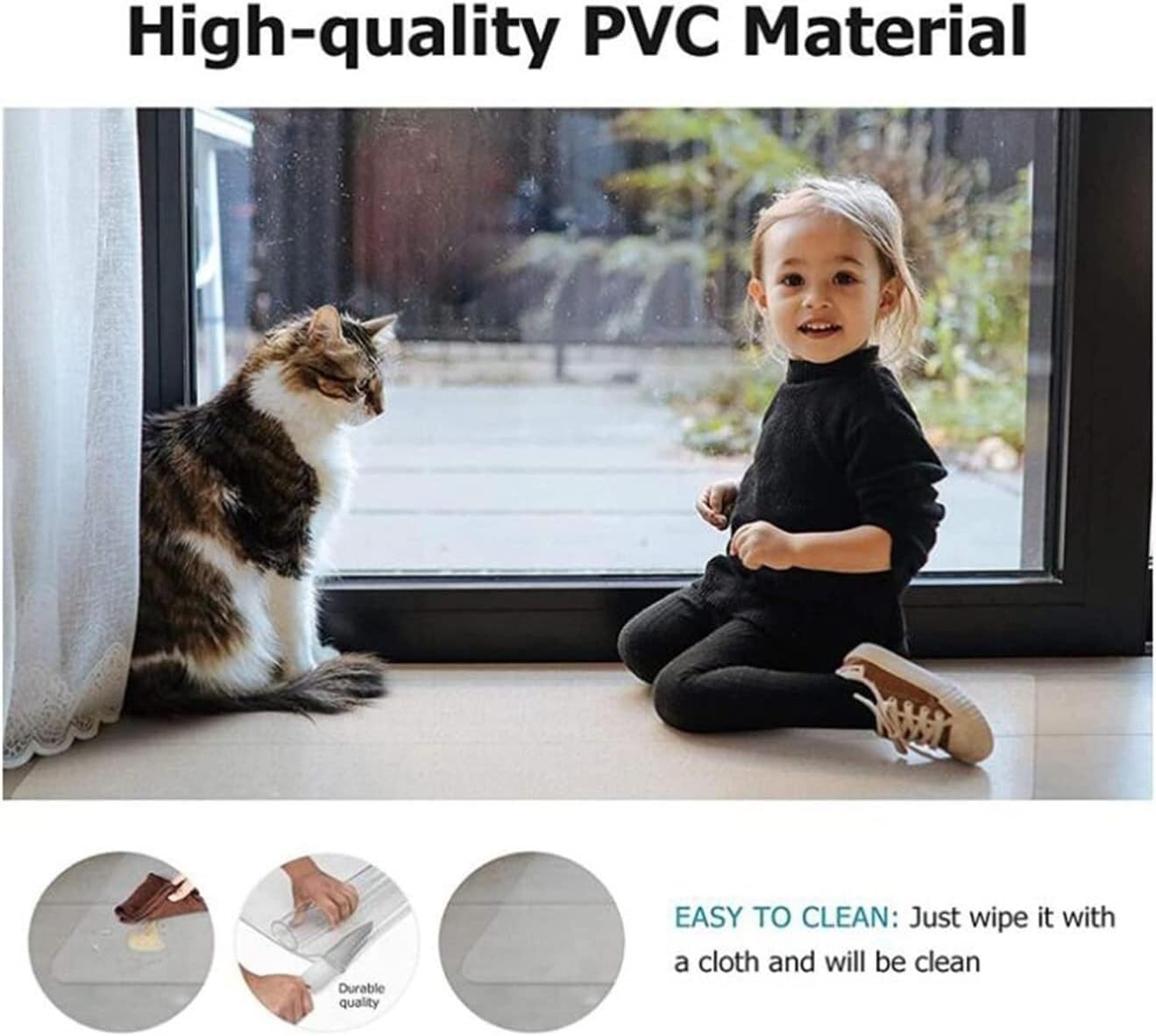 Tapis de Sol Transparent en PVC pour sols durs, Tapis Multifonctionnel pour couloirs, Chambres, Cuisines, Bureaux, pièces à Vivre, épaisseur 2 mm pour Bureau et Maison (80 x 80 cm)