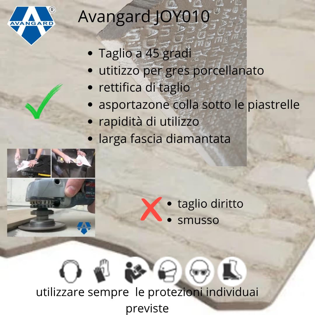 AVANGARD Disco diamantato jolly da 115 mm articolo JOY010 per taglio a 45°