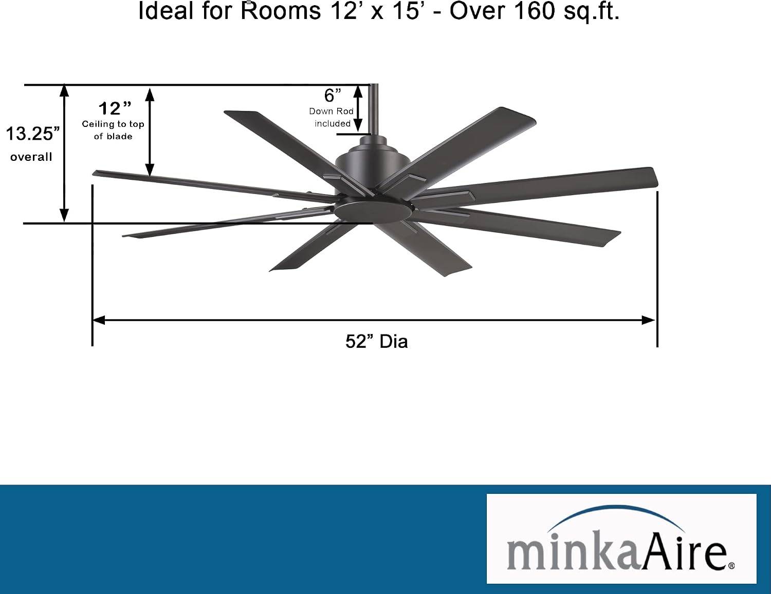 MINKA-AIRE F896-52-SI Xtreme H2O 52 Inch Outdoor Ceiling Fan, Smoked Iron